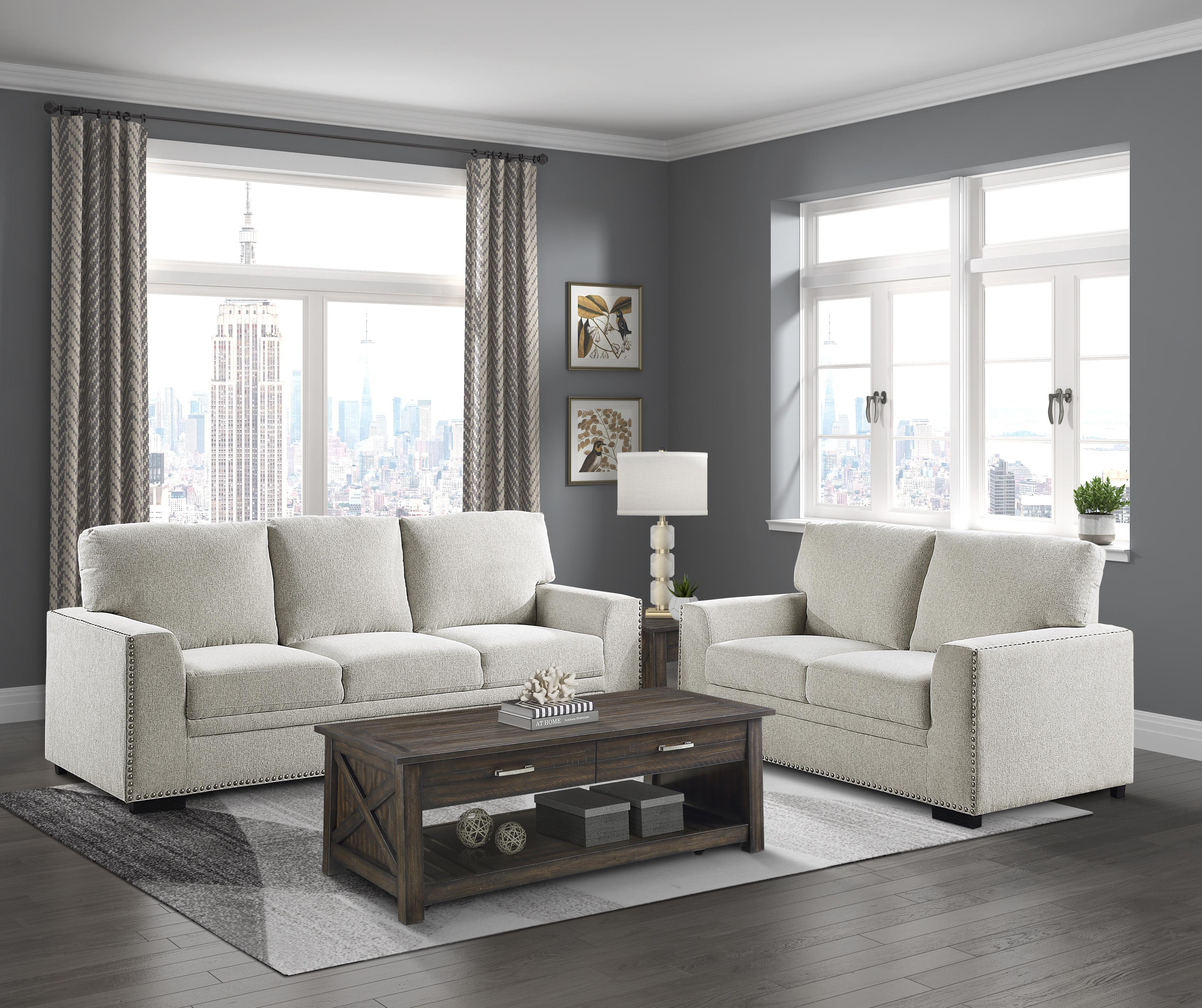 Modern Living Room Set 9468BE-3-2PC Morelia 9468BE-3-2PC in Beige Chenille