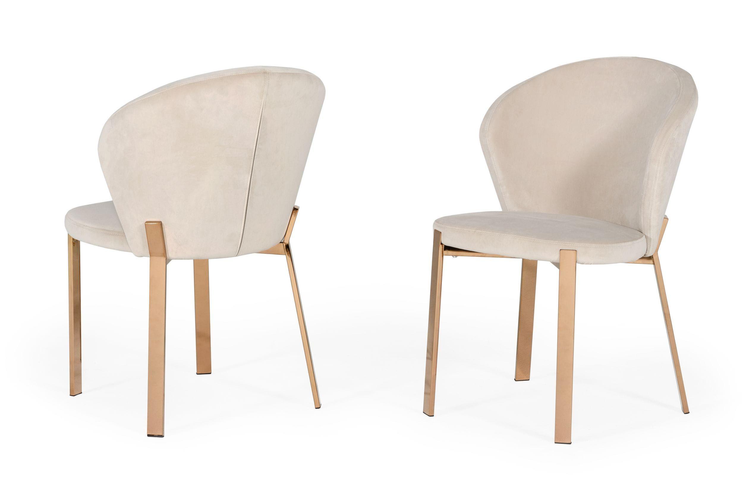 

    
Modern Beige Velvet & Rosegold Dining Chair Set by VIG Modrest Nadia
