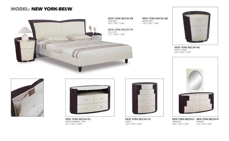 

    
NEW YORK BEI-WEN-EK-Set-5 Modern Beige / Wenge Platform King Bedroom Set 5Pcs New York Global United
