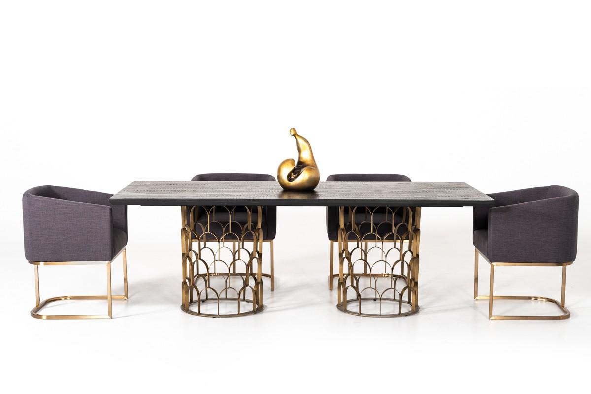 

    
Modern Black Acacia & Antique Brass Dining Table + 6 Chairs by VIG Modrest Natalie

