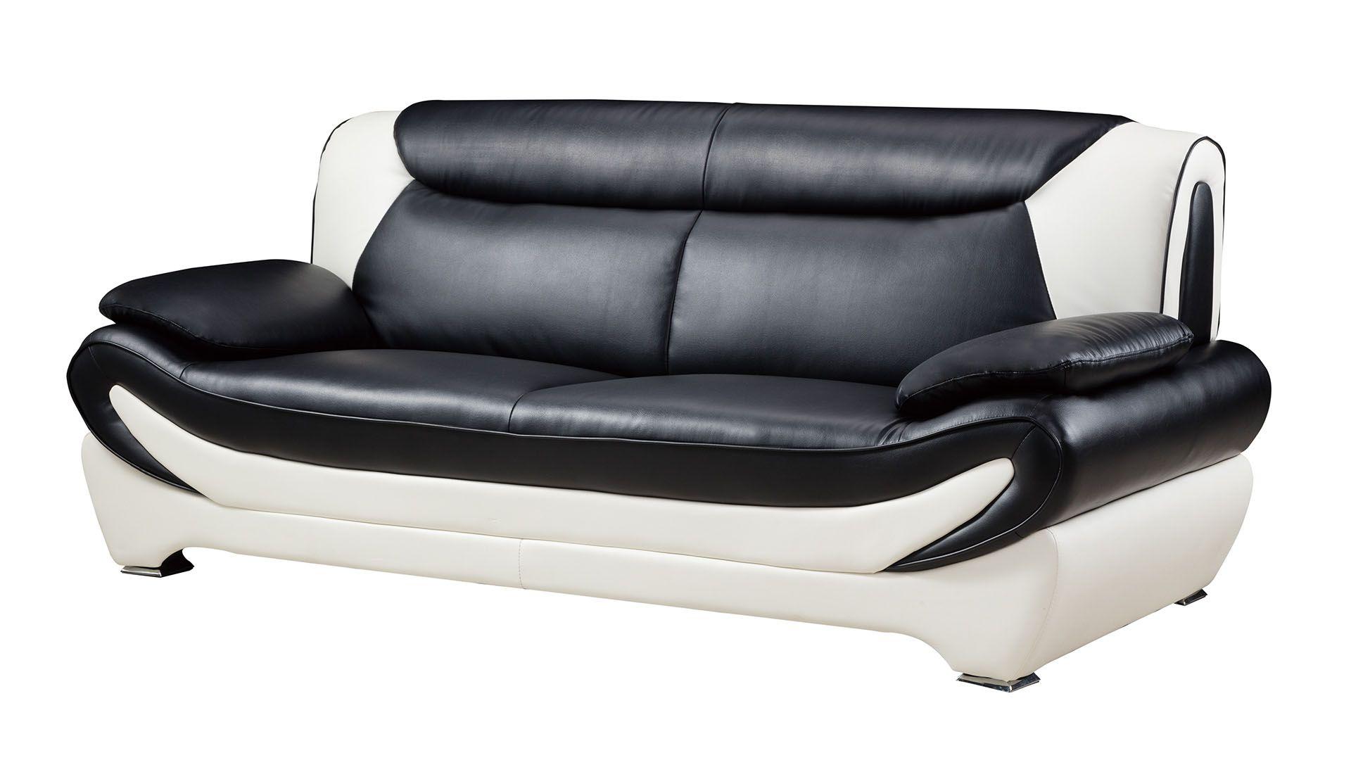 

    
Black & Ivory Faux Leather Sofa Set 3Pcs AE209-BK.W American Eagle modern
