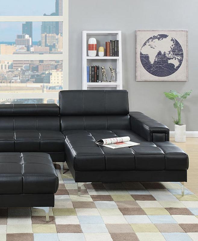 

    
Poundex Furniture F7363 Sectional Sofa Black F7363
