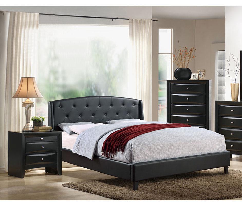 

    
Poundex Furniture F9295 Platform Bed Black F9295CK
