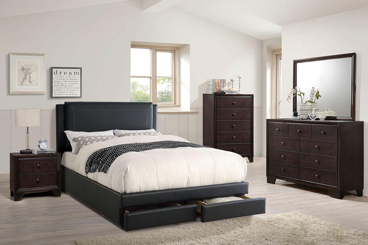

    
Black Faux Leather Calif. King Bed F9334 Poundex Modern
