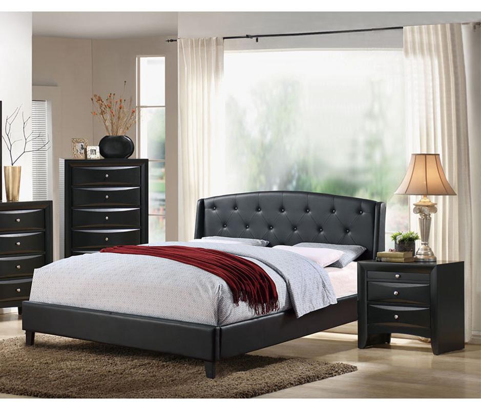 

    
Poundex Furniture F9295 Platform Bed Black F9295EK
