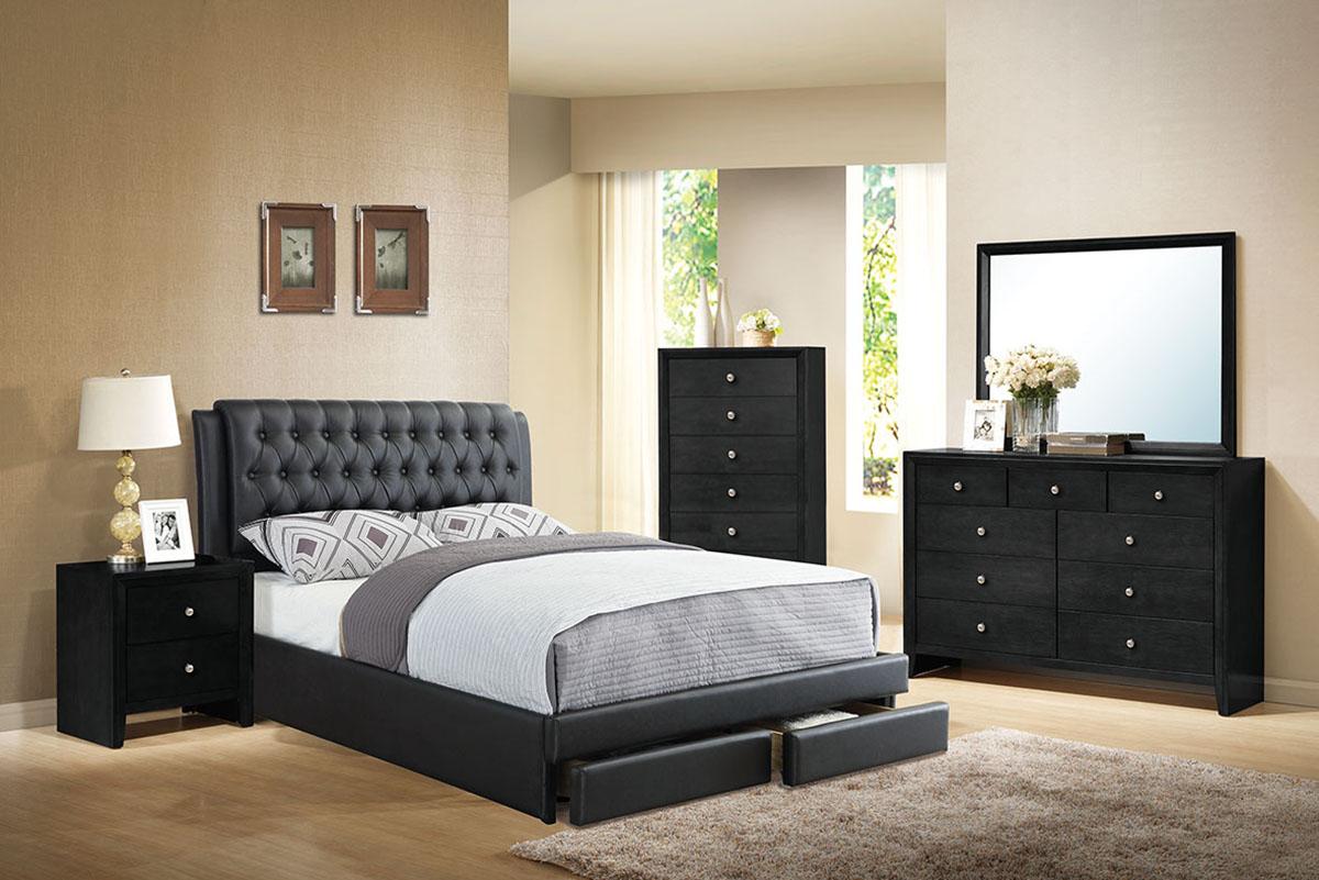 

    
Poundex Furniture F9338 Storage Bed Black F9338EK
