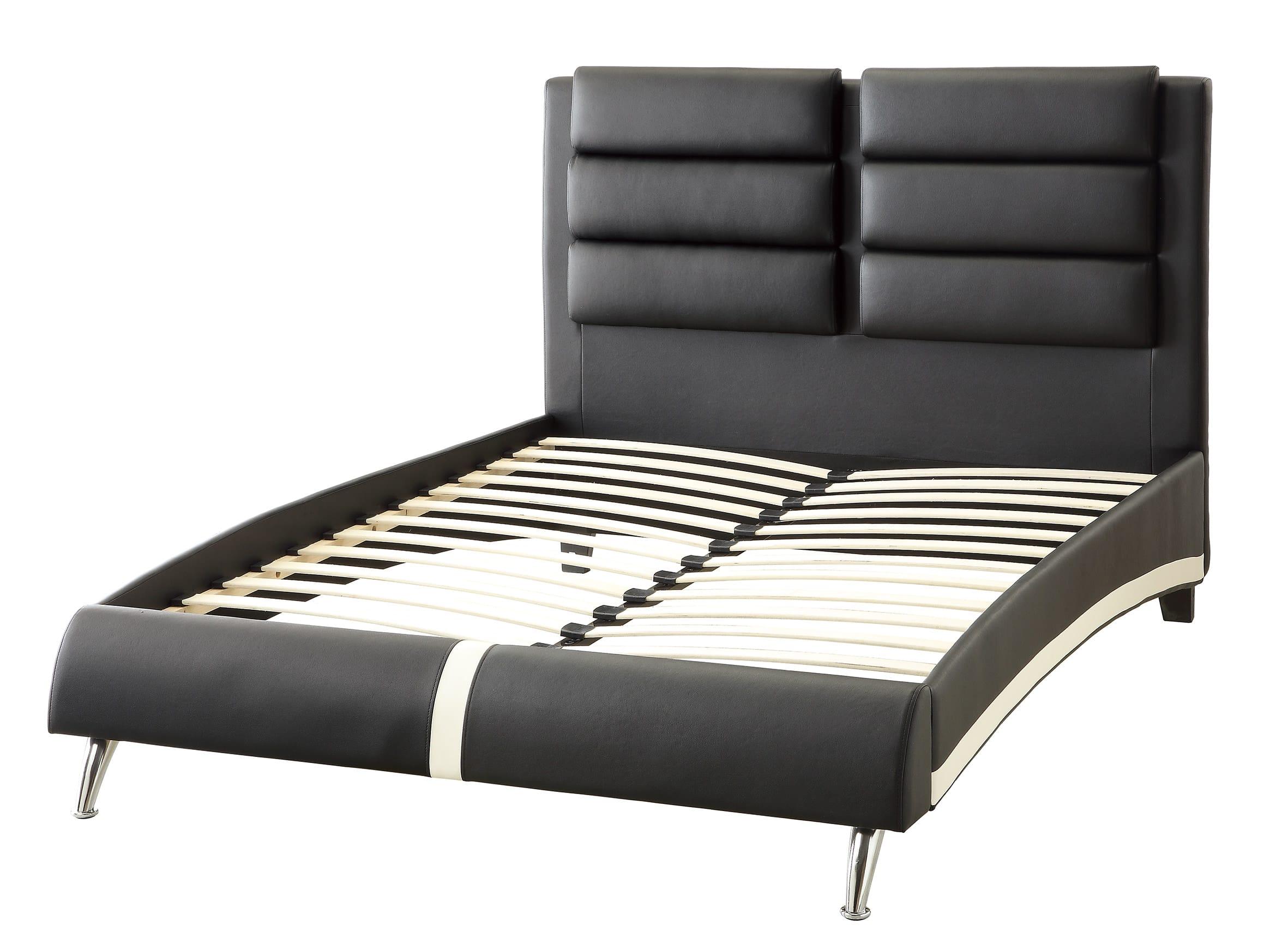 

    
Modern Black Faux Leather Upholstered Eastern King Bed F9340 Poundex
