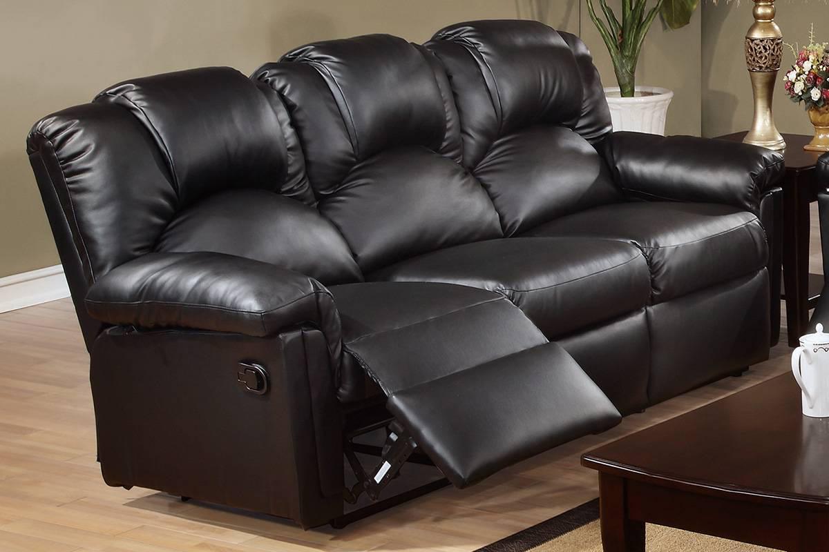 

    
Black Bonded Leather Motion Sofa F6672 Poundex Modern
