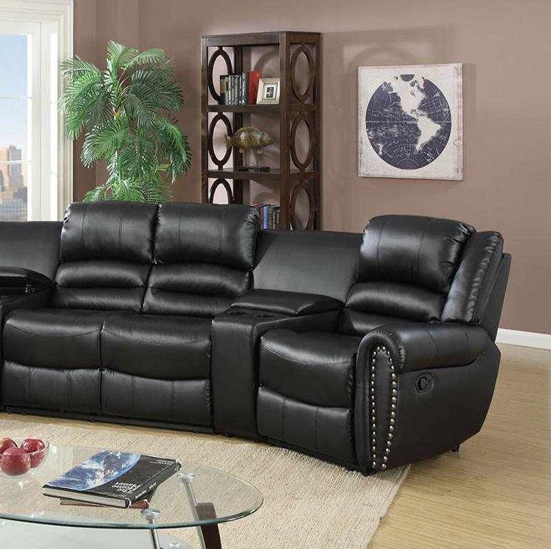 

    
Poundex Furniture F6747 Reclining Sectional Black F6747
