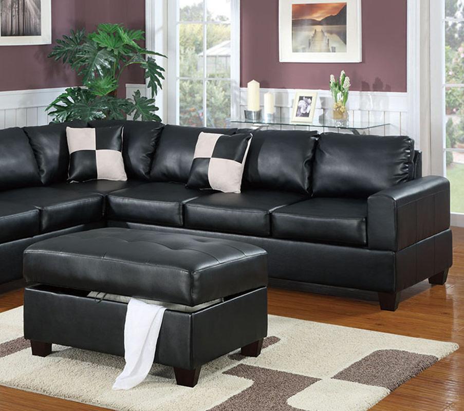 

    
Poundex Furniture F7355 Sectional Sofa Set Black F7355
