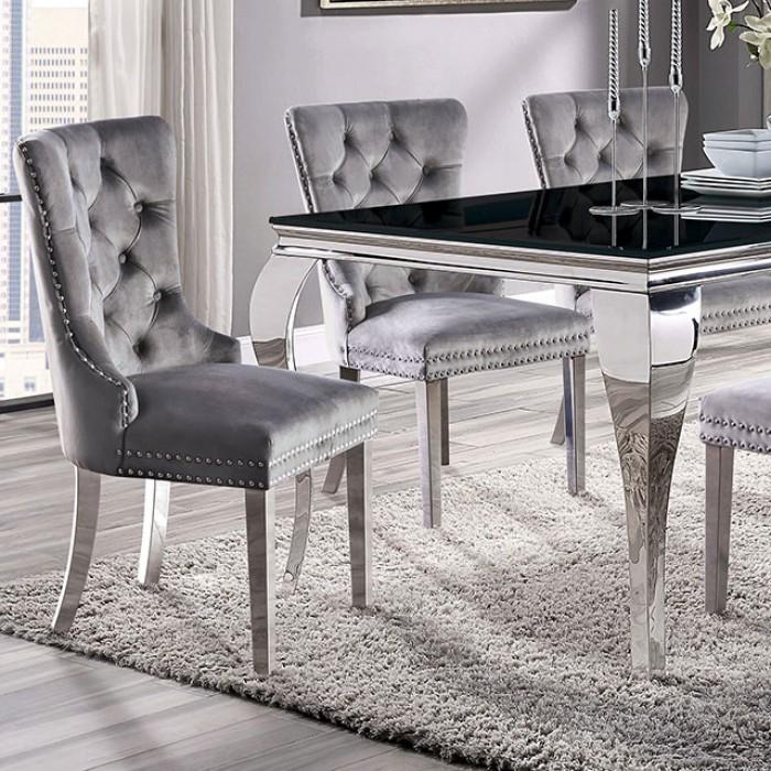 

    
Modern Black Chrome Dining NEUVEVILLE Table and 6Pcs Gray JEWETT Chairs Furniture of America
