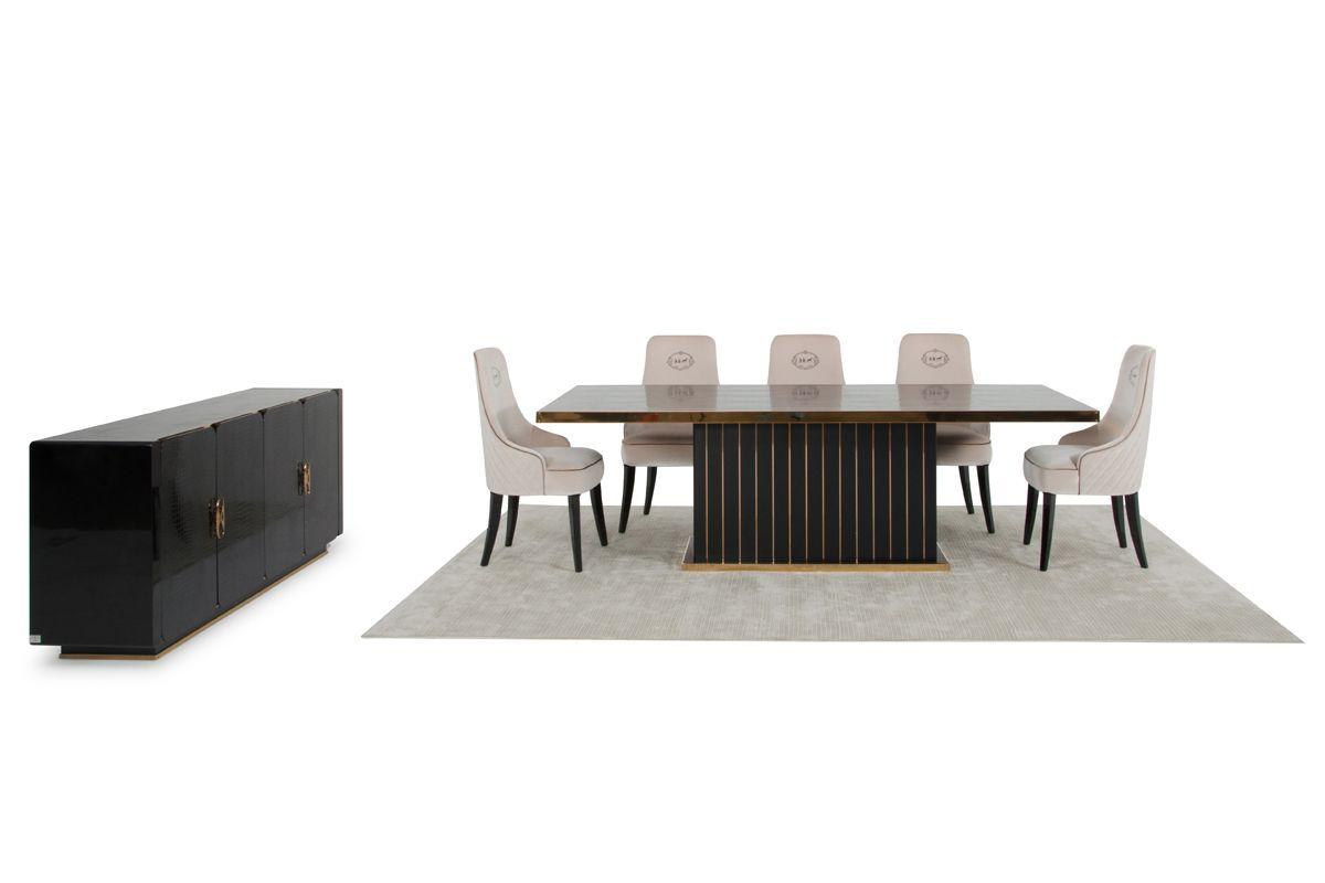 Contemporary, Modern Dining Room Set Talin VGUNCC842-240-6pcs in Black Crocodile Texture