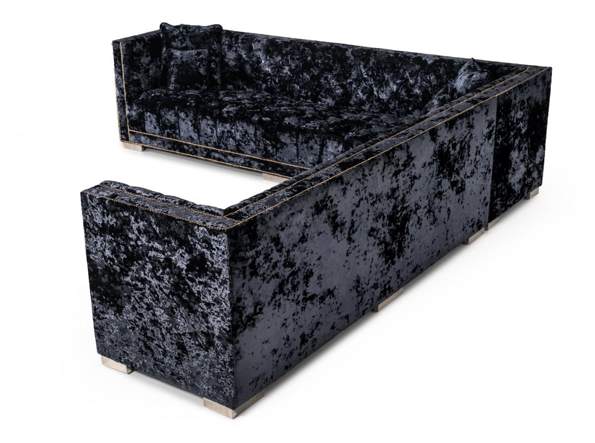 

    
VG2T1117-BLK Modern Black Crushed Velvet Sectional Sofa VIG Divani Casa Fredrick
