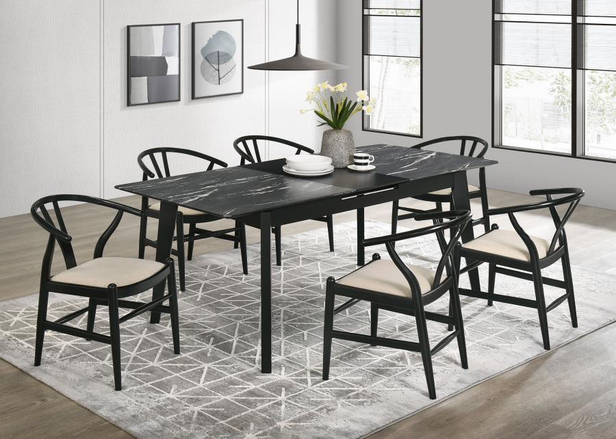 

    
Modern Black Wood Dining Table Coaster Crestmont 121251
