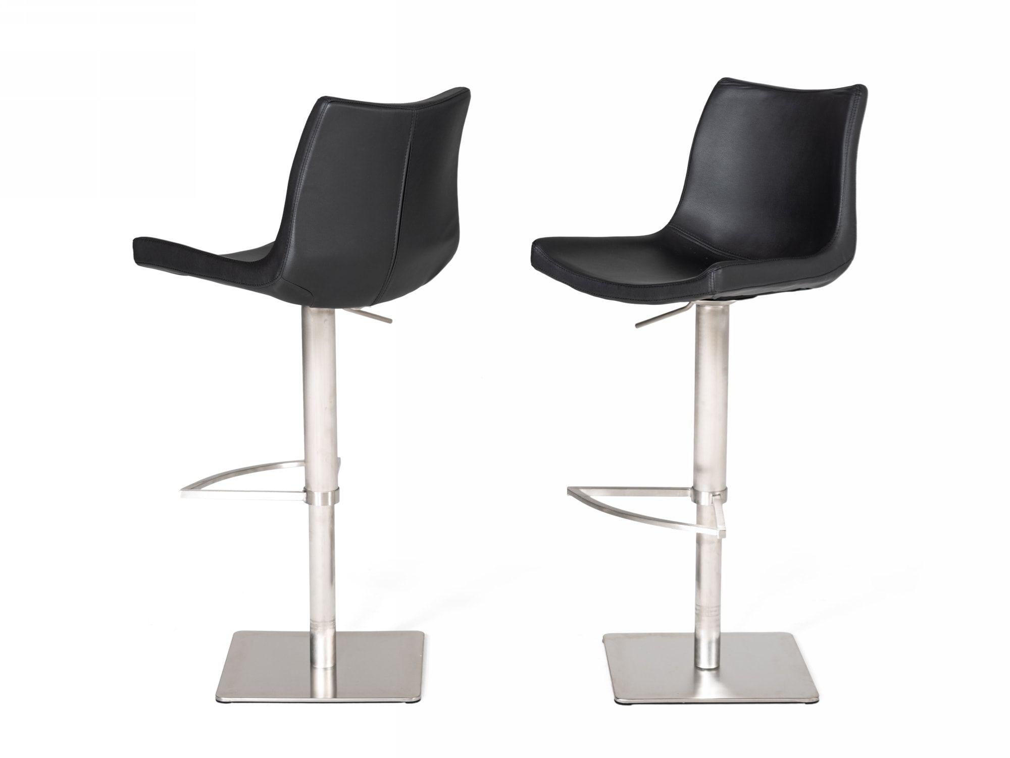 Contemporary, Modern Bar Stool Set Aaron VGHR5357-GB-2pcs in Black Eco-Leather