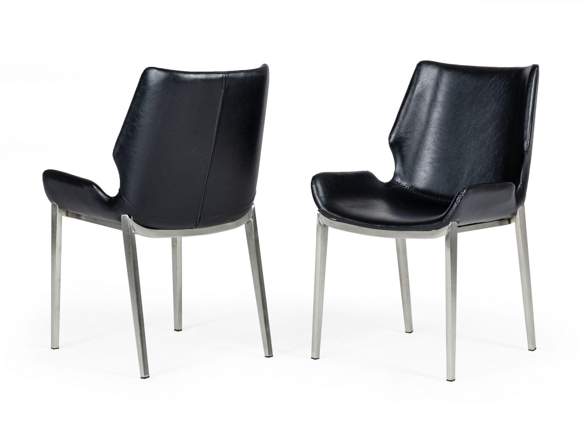 Contemporary, Modern Dining Chair Set Tina VGHR3513-2pcs in Black Eco-Leather
