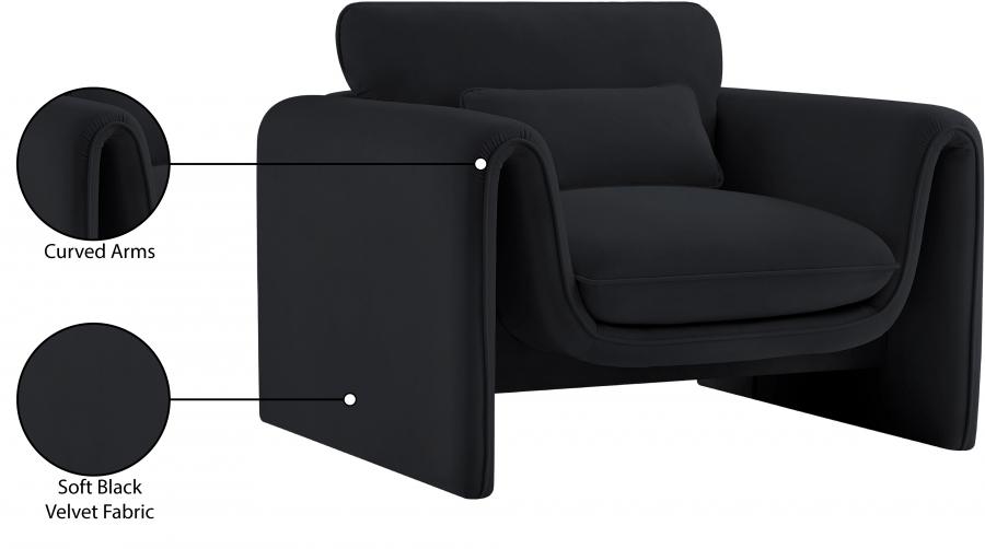 

        
Meridian Furniture Sloan Chair 199Black-C Chair Black Soft Velvet 533655989899
