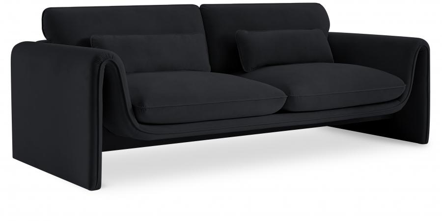 Contemporary Sofa Sloan Sofa 199Black-S 199Black-S in Black Soft Velvet
