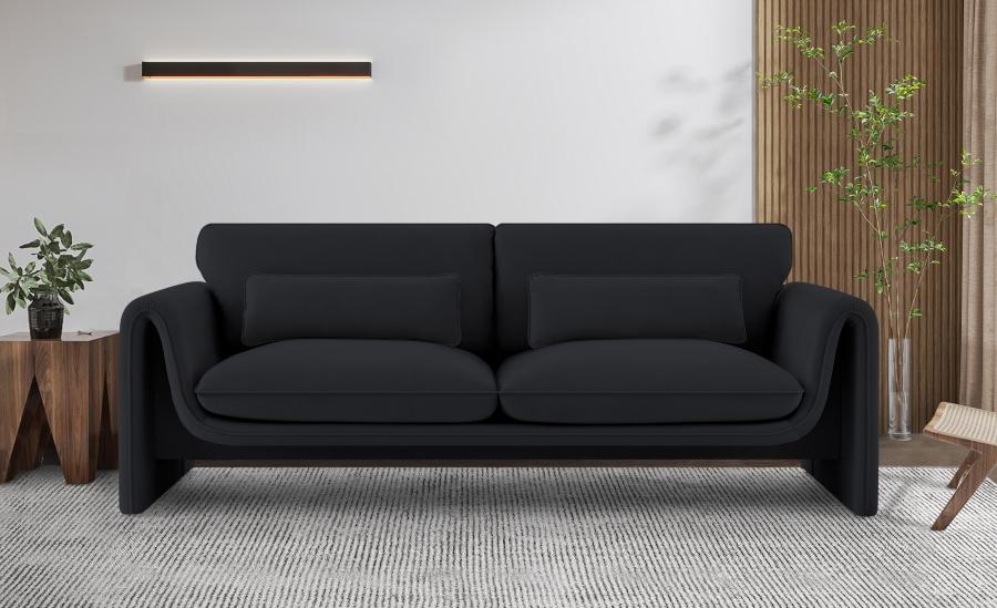 

    
Contemporary Black Engineered Wood Sofa Meridian Furniture Sloan 199Black-S
