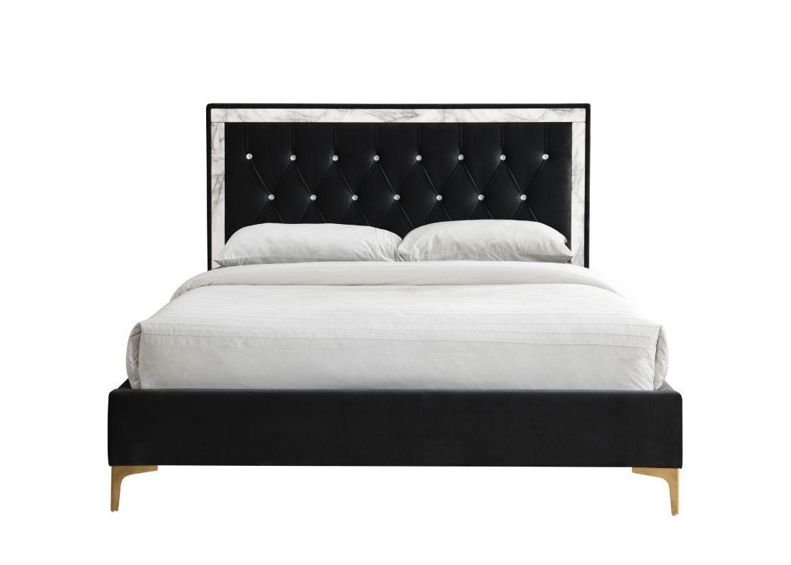 Modern Eastern King Bed Rowan 28987EK in Black Fabric