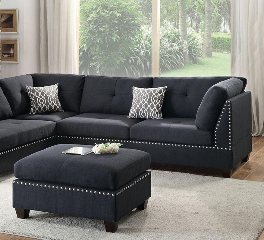 

    
Poundex Furniture F6974 Sectional Sofa Set Black F6974
