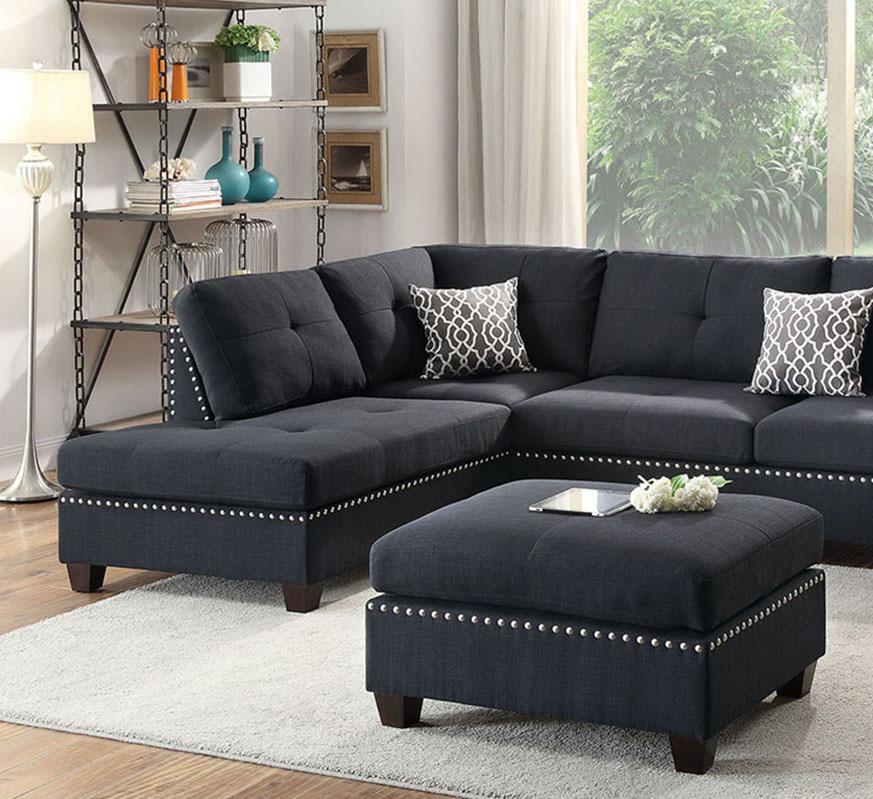 

    
Black Fabric Sectional Sofa Set F6974 Poundex Modern Contemporary
