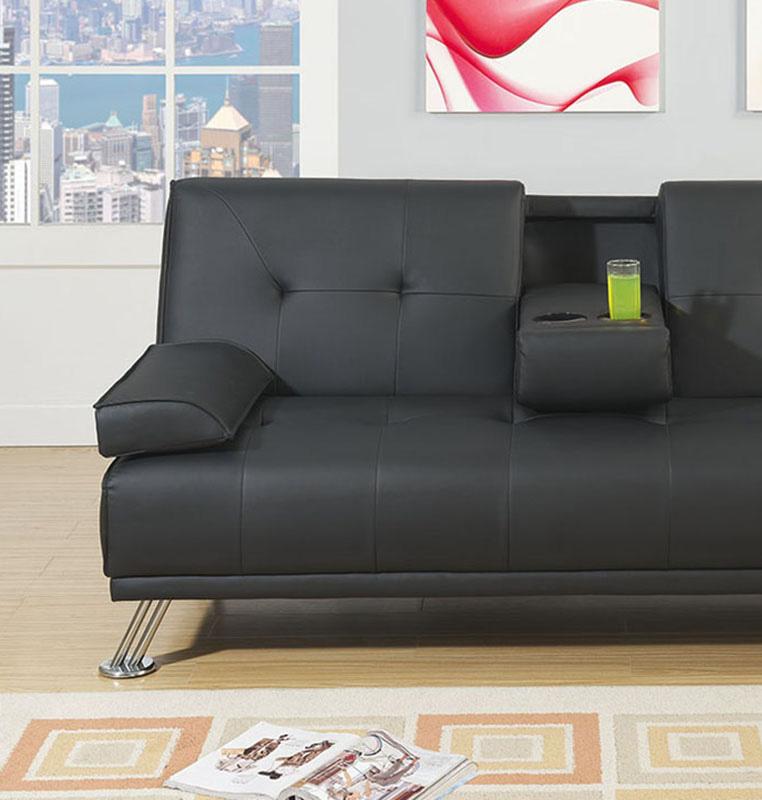 

    
Black Faux Leather Adjustable Sofa F7842 Poundex Modern
