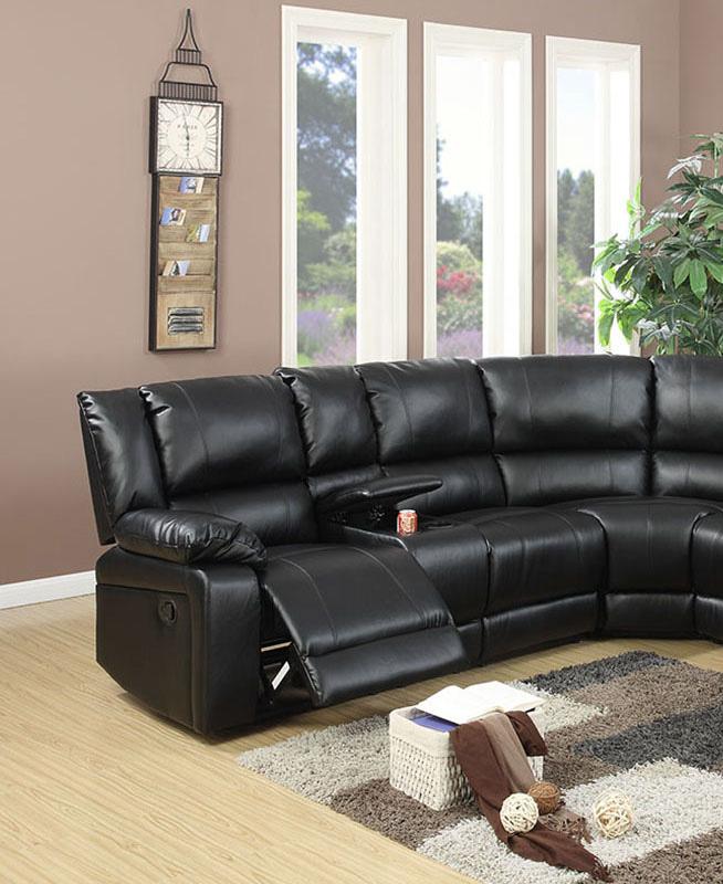 

    
Black Bonded Leather Motion Sectional Sofa F6745 Poundex Modern
