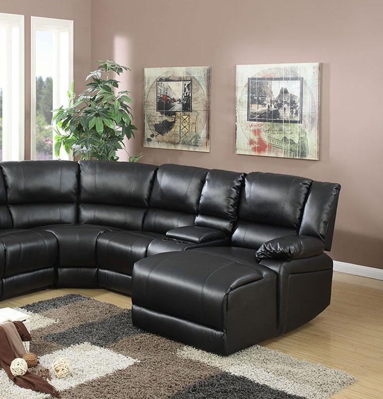 

    
Poundex Furniture F6745 Reclining Sectional Black F6745
