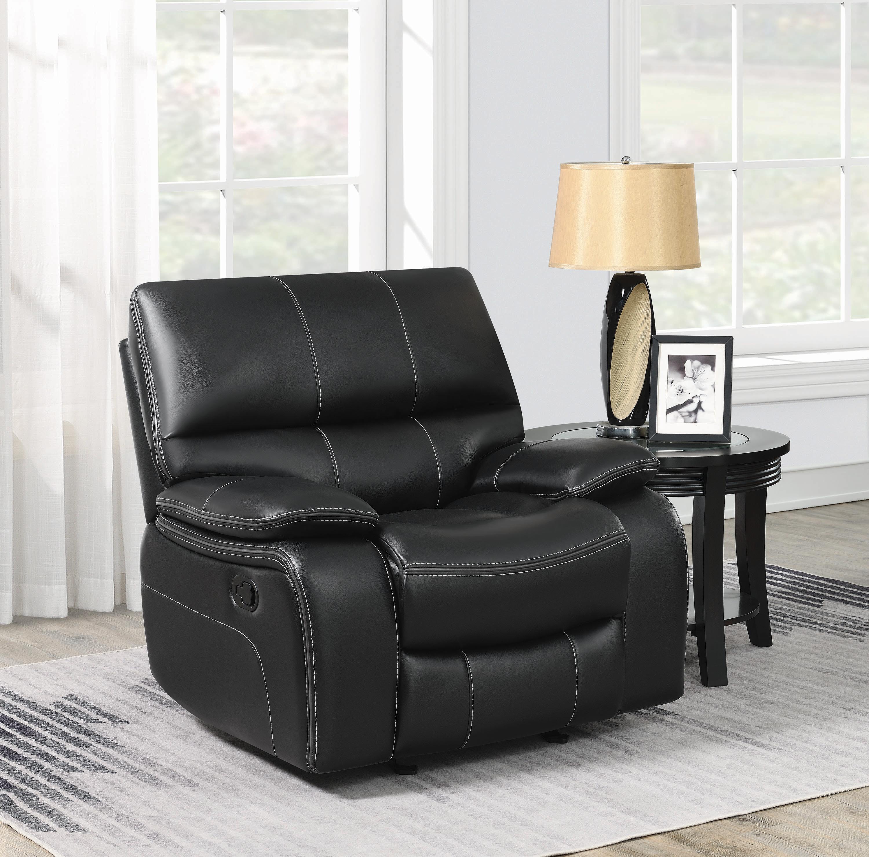

                    
Buy Modern Black Faux Leather Glider Recliner Coaster 601936 Willemse
