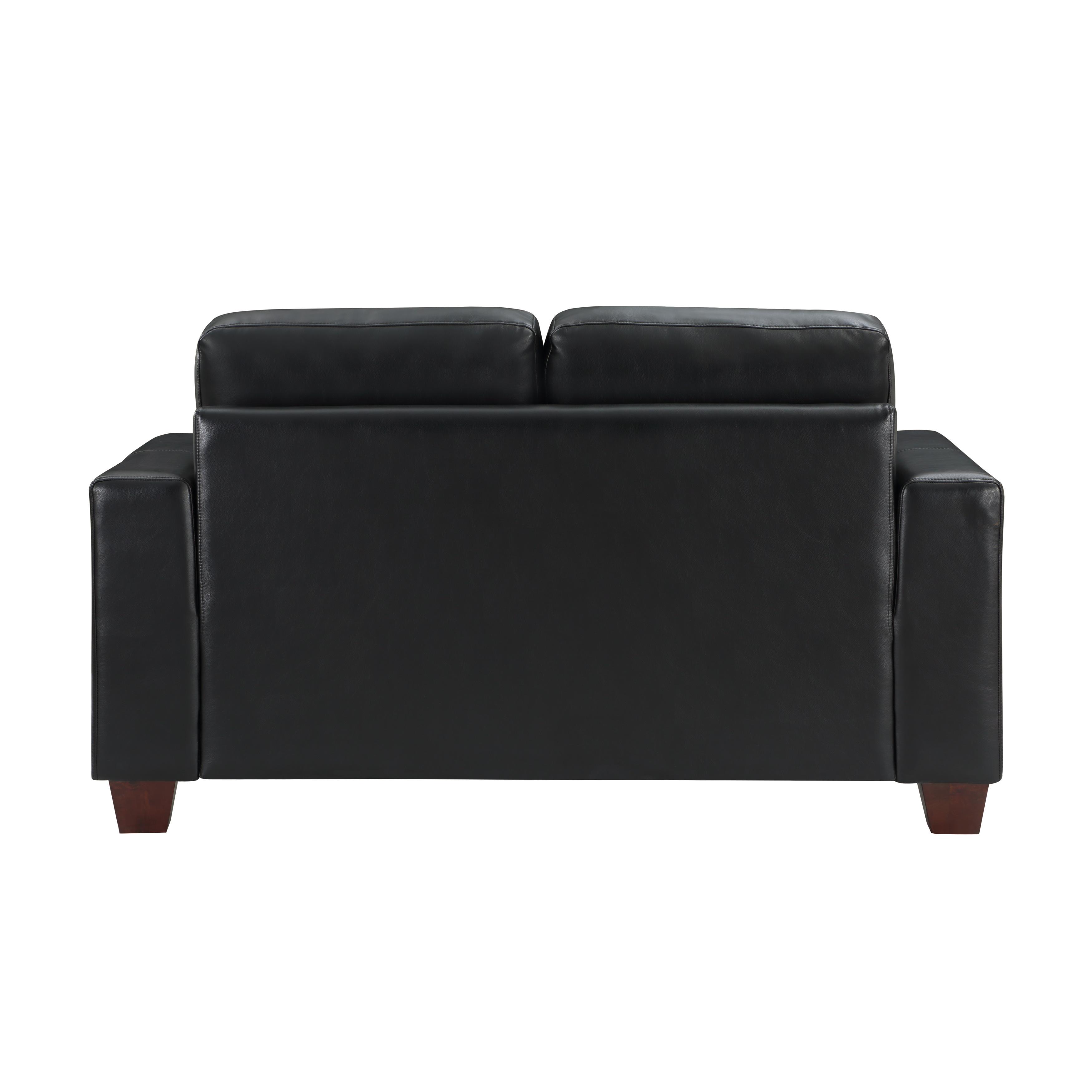 

    
 Order  Modern Black Faux Leather Living Room Set 2pcs Homelegance 9309BK Hinsall
