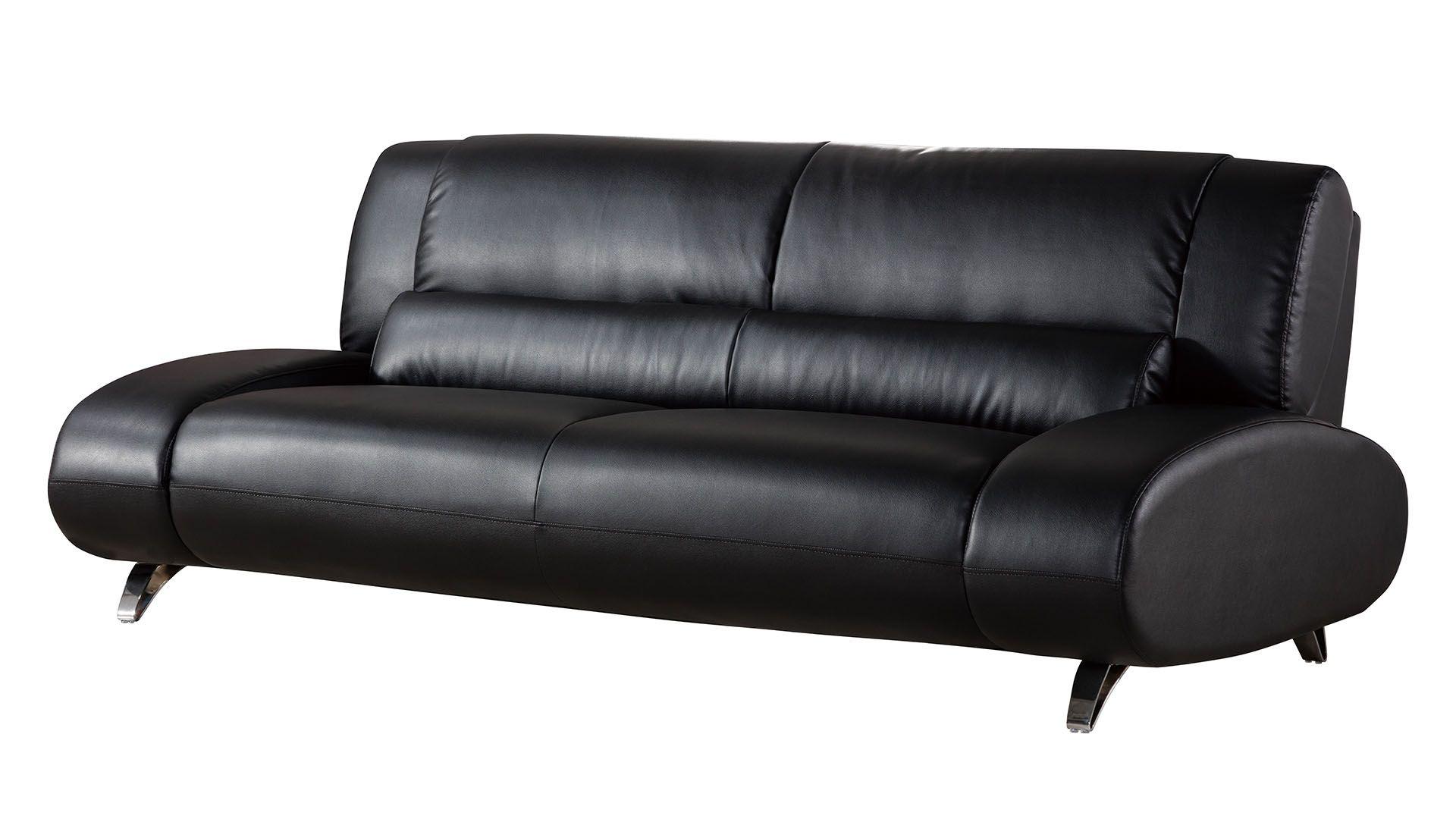 Modern Sofa AE728-BK AE728-BK-SF in Black Bonded Leather