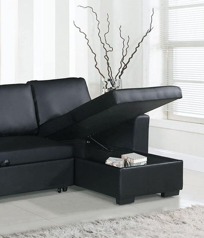 

    
Poundex Furniture F6890 Convertible Sectional Black F6890

