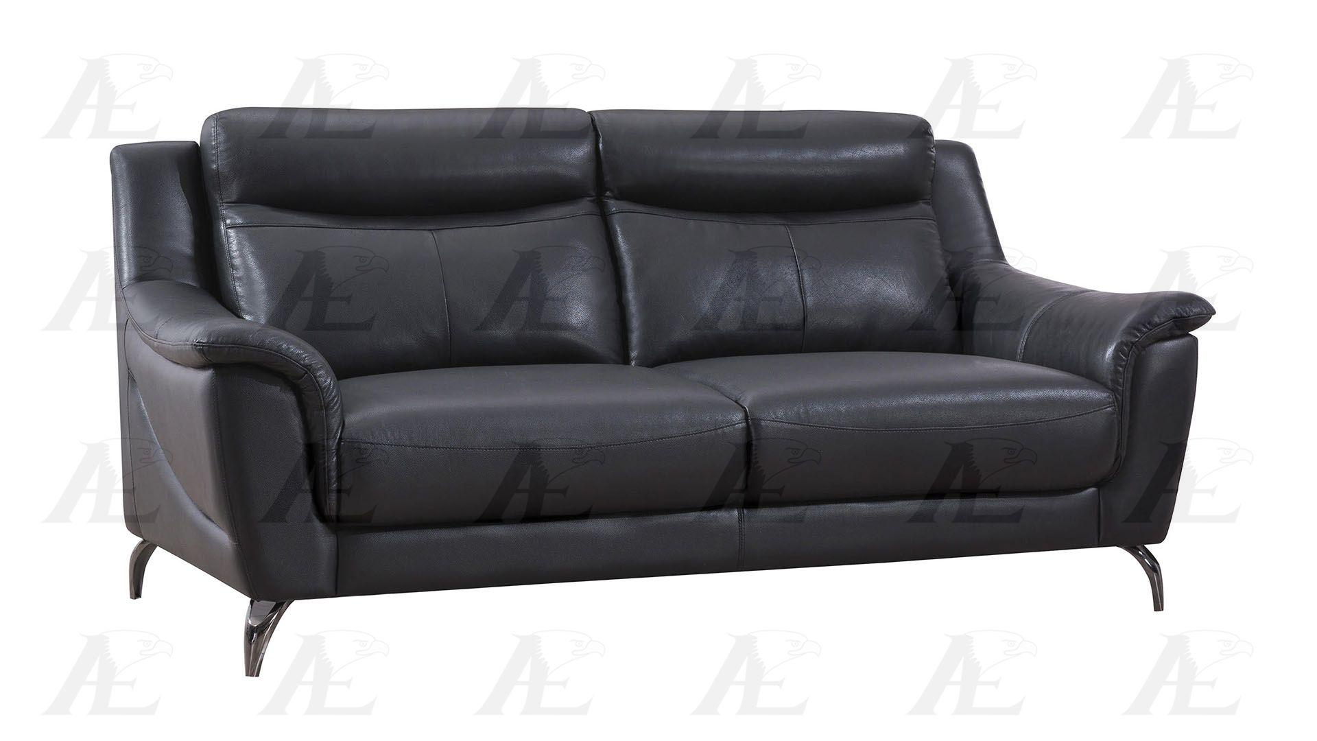 

    
EK150-BK-Set-3 Black Genuine Leather Sofa Set 3 Pcs EK150-BK  American Eagle Modern
