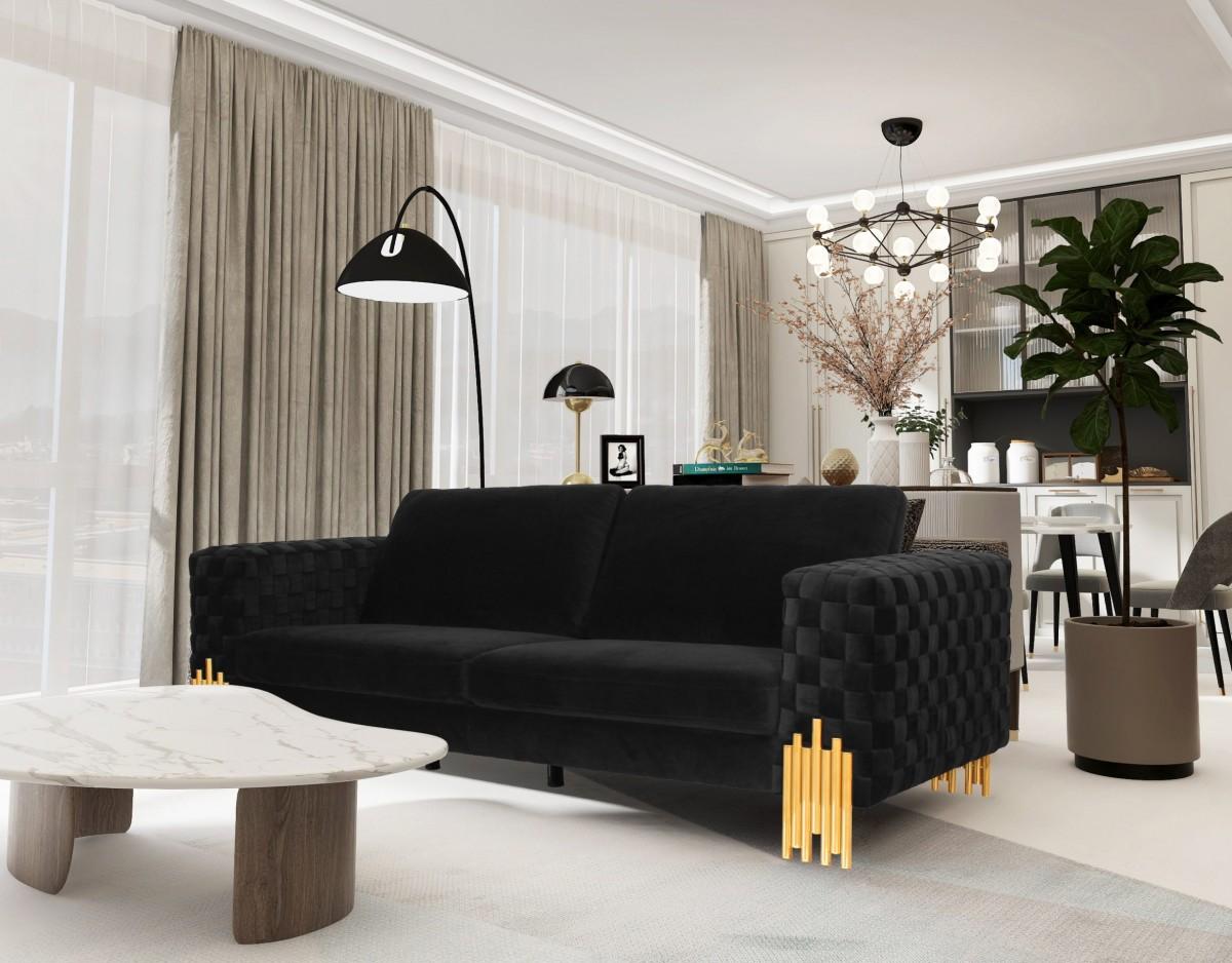 

                    
VIG Furniture Georgia Sofa and Loveseat Set Gold/Black Velvet Purchase 
