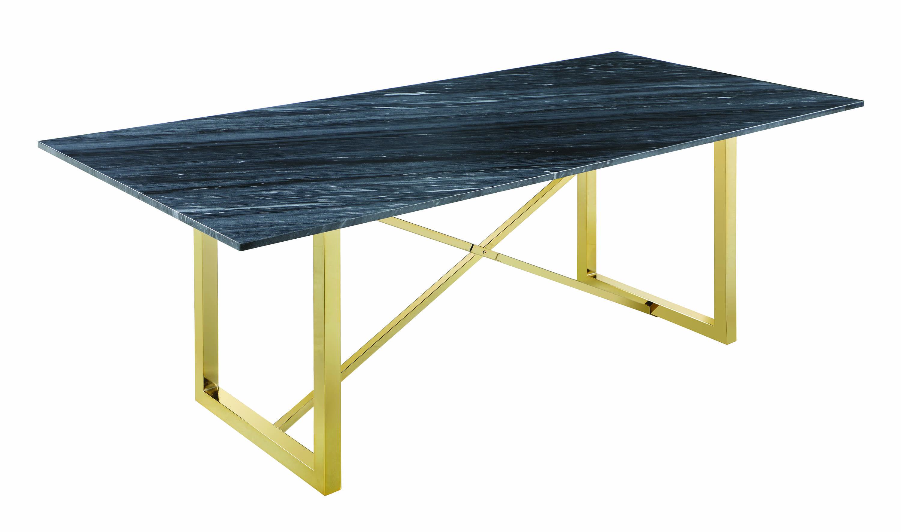 

    
Modern Black,Gold,White Metal,Stone Dining table Arcade by Coaster
