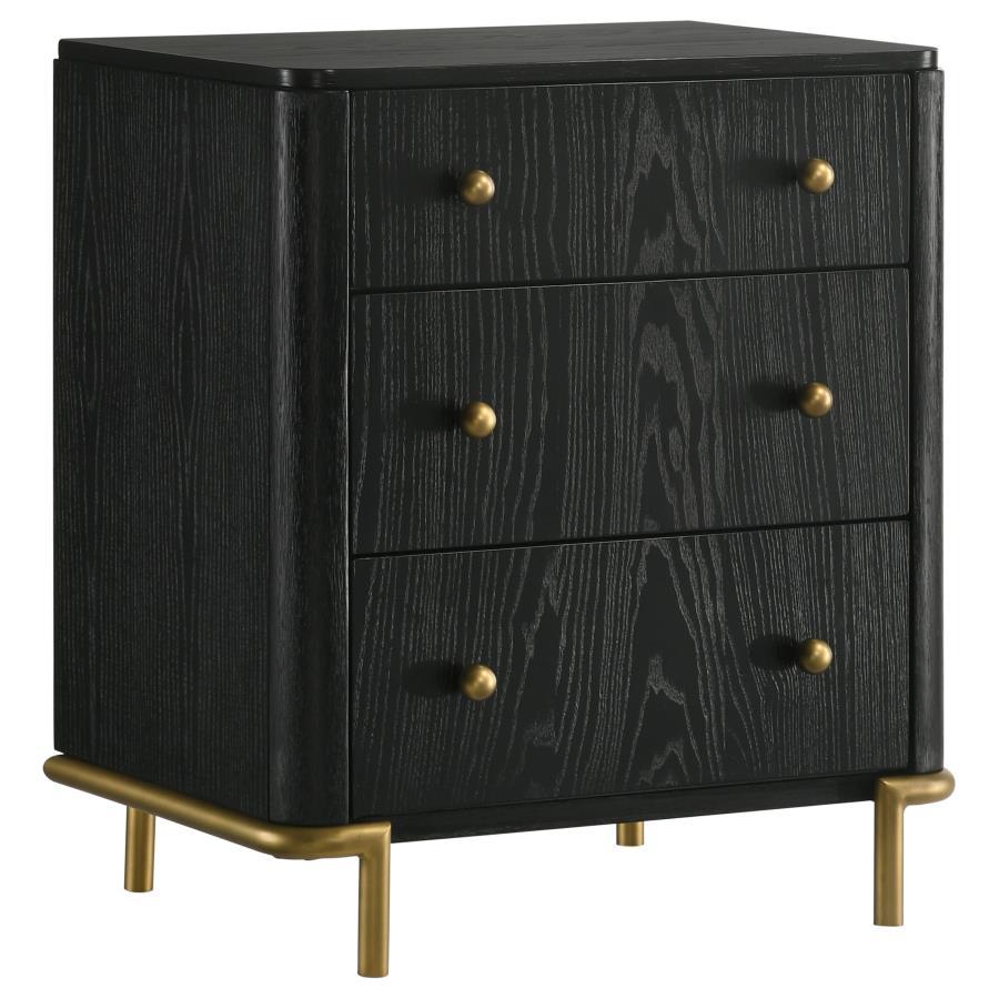 

    
Modern Black/Gray Solid Wood King Panel Bedroom Set 3PCS Coaster Arini 224331KE

