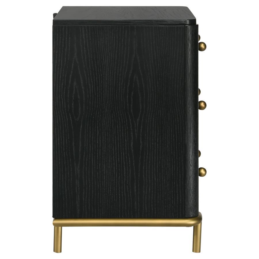 

    
 Photo  Modern Black/Gray Solid Wood King Panel Bedroom Set 3PCS Coaster Arini 224331KE
