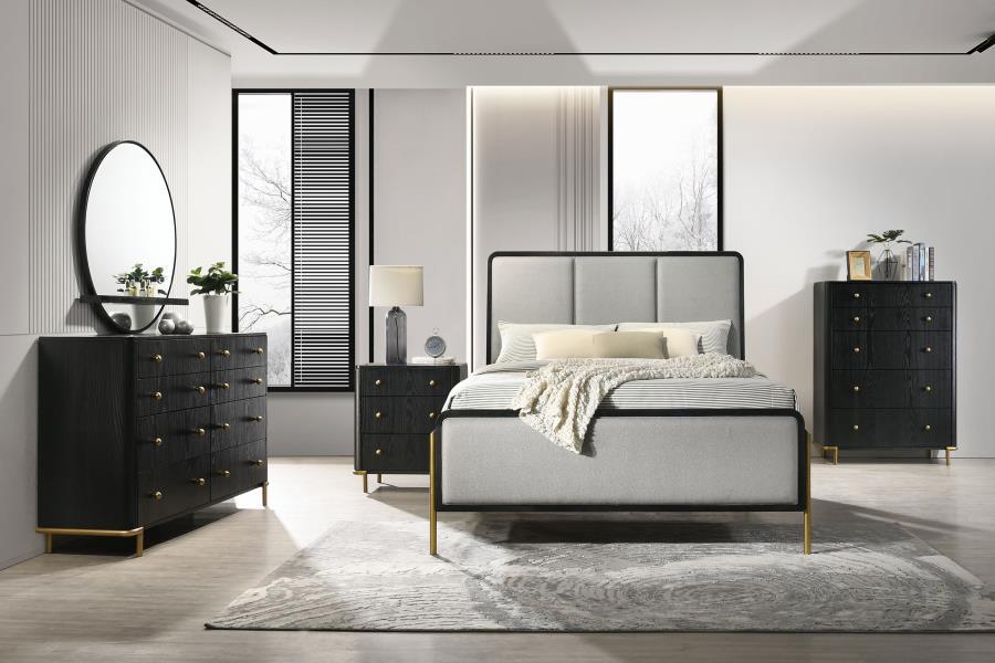 

    
Modern Black/Gray Solid Wood King Panel Bedroom Set 5PCS Coaster Arini 224331KE

