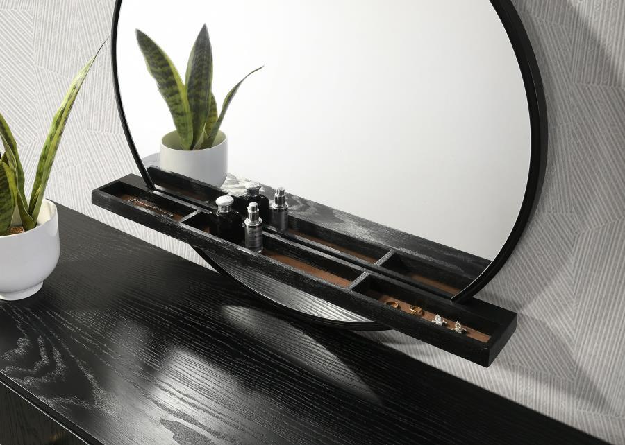 

    
 Shop  Modern Black/Gray Solid Wood King Panel Bedroom Set 5PCS Coaster Arini 224331KE
