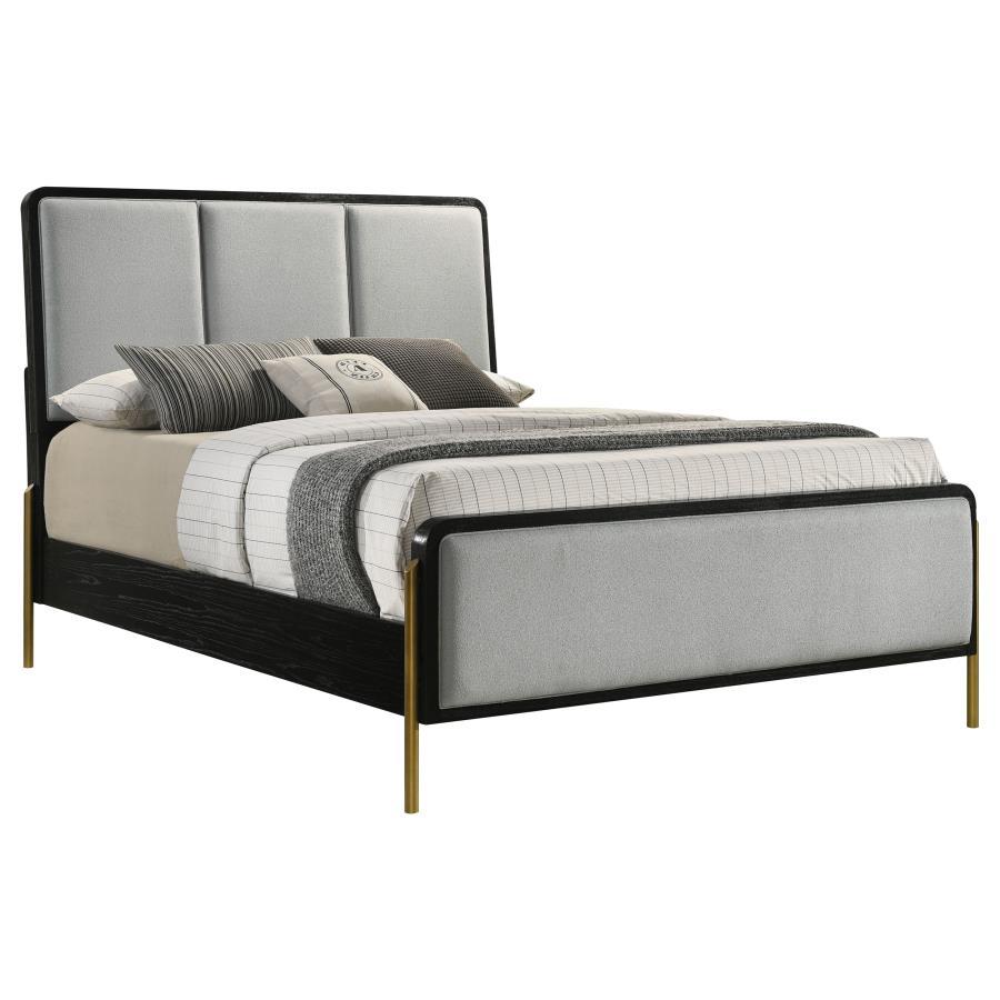 Modern Panel Bed Arini Queen Panel Bed 224331Q 224331Q in Gray, Gold, Black Fabric