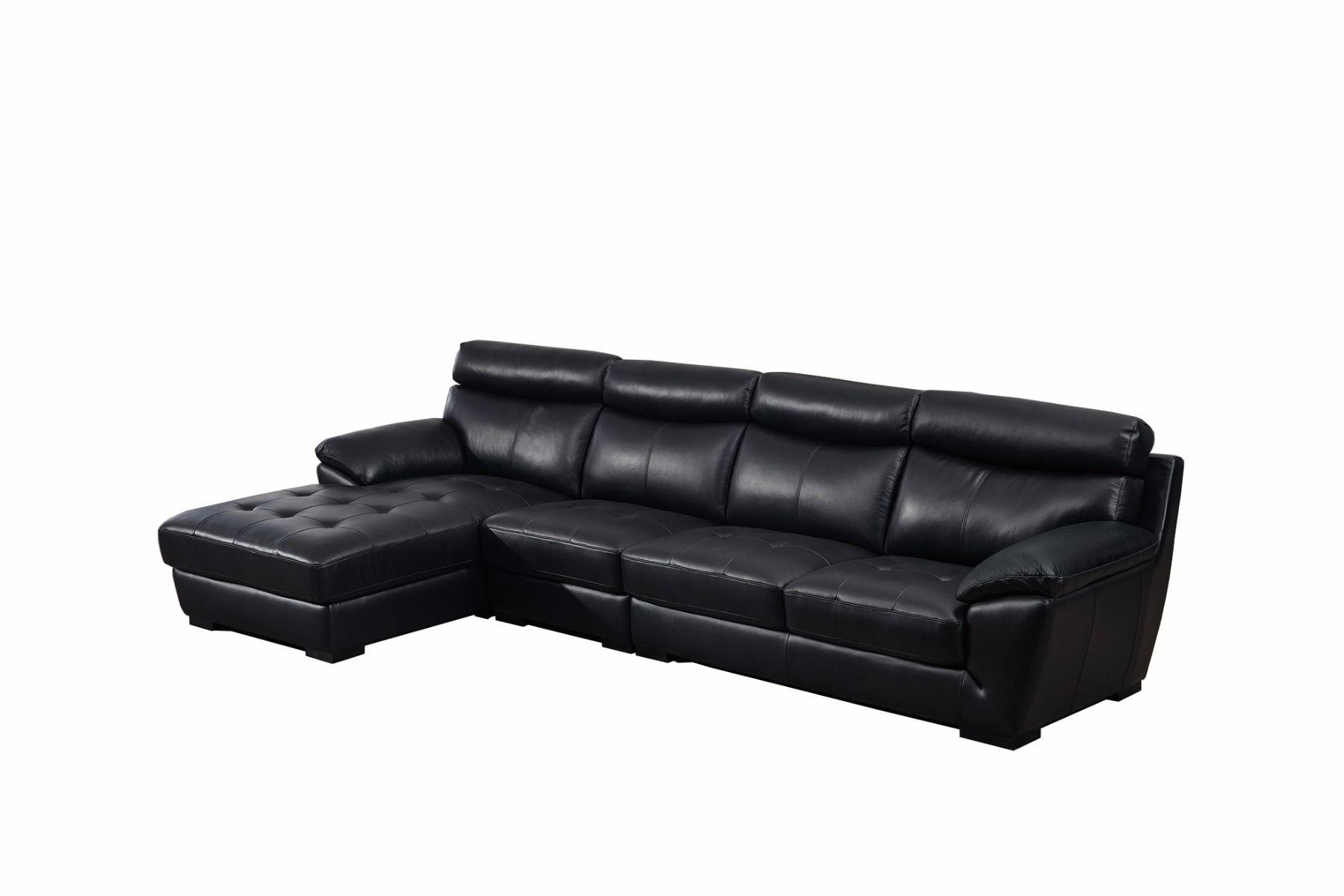 

    
Black Italian Leather Sectional Sofa RIGHT EK-L021-BK American Eagle Modern
