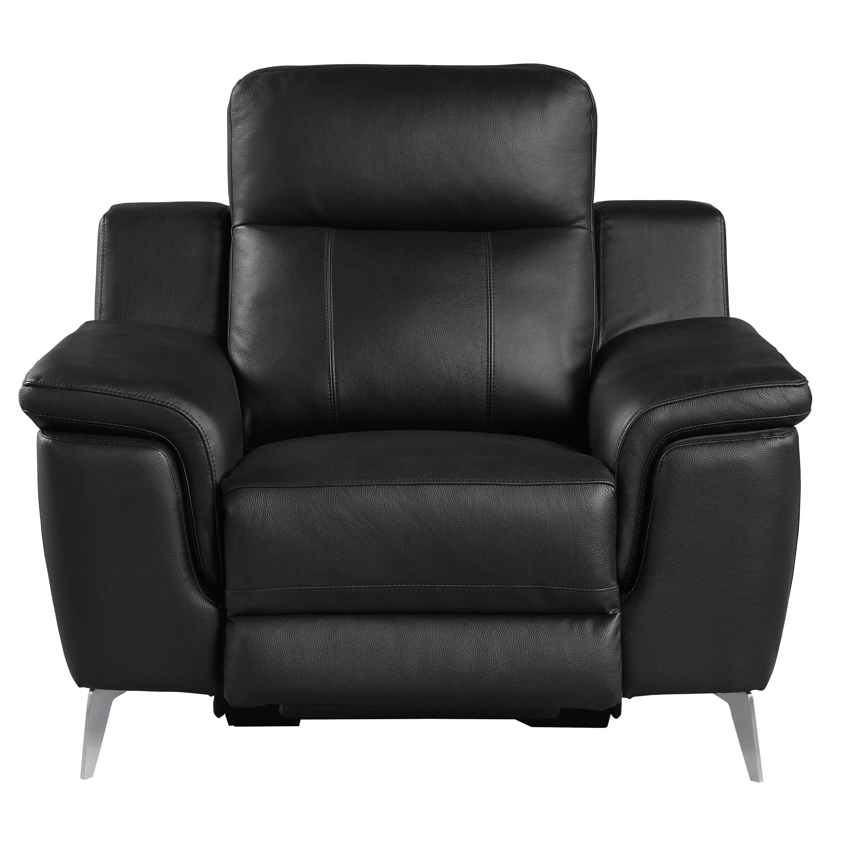 Modern Power Reclining Chair 9360BLK-1PW Antonio 9360BLK-1PW in Black Leather