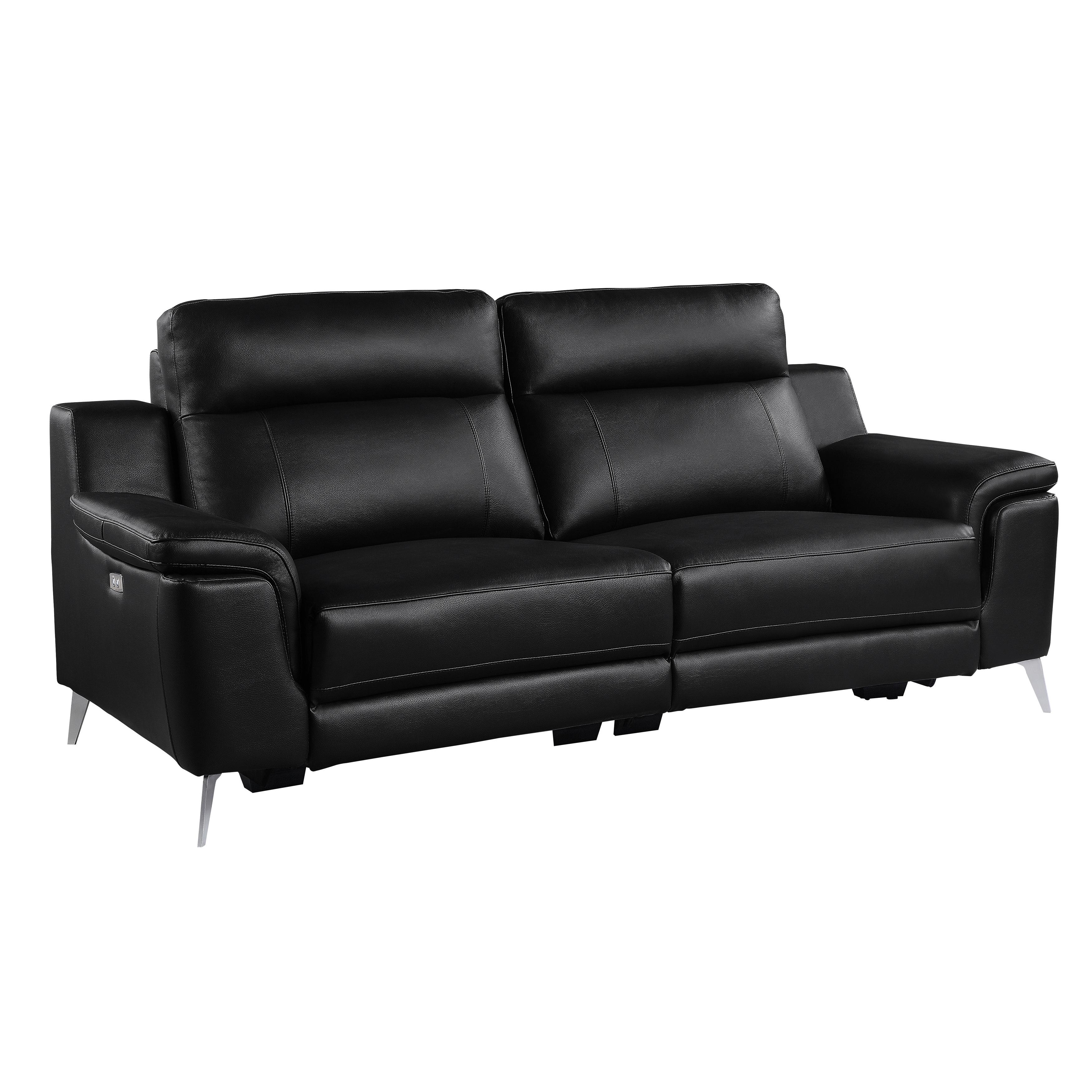 

    
Modern Black Leather Power Reclining Sofa Homelegance 9360BLK-3PW* Antonio
