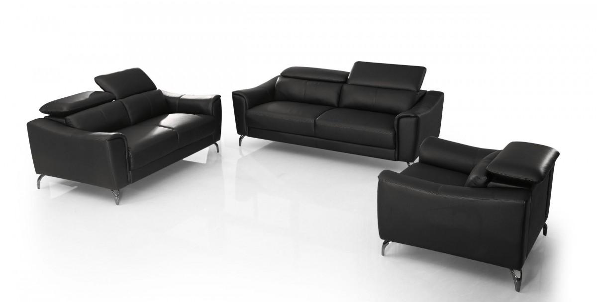 Contemporary, Modern Sofa Set VGBNS-1803-BLKSET VGBNS-1803-BLKSET in Black Leather
