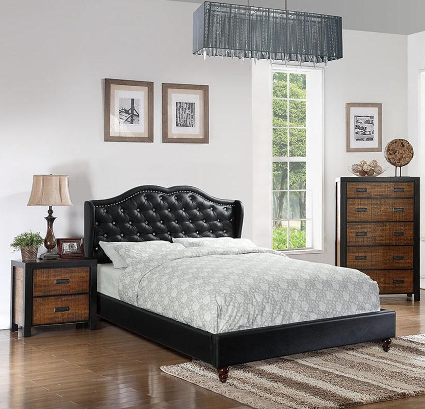 

    
Poundex Furniture F9368 Platform Bed Black F9368EK
