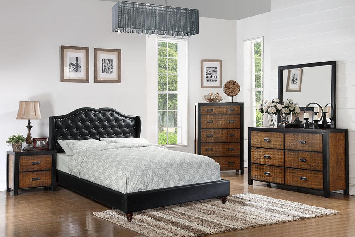 

    
Modern Black Faux Leather Upholstered Eastern King Bed F9368 Poundex
