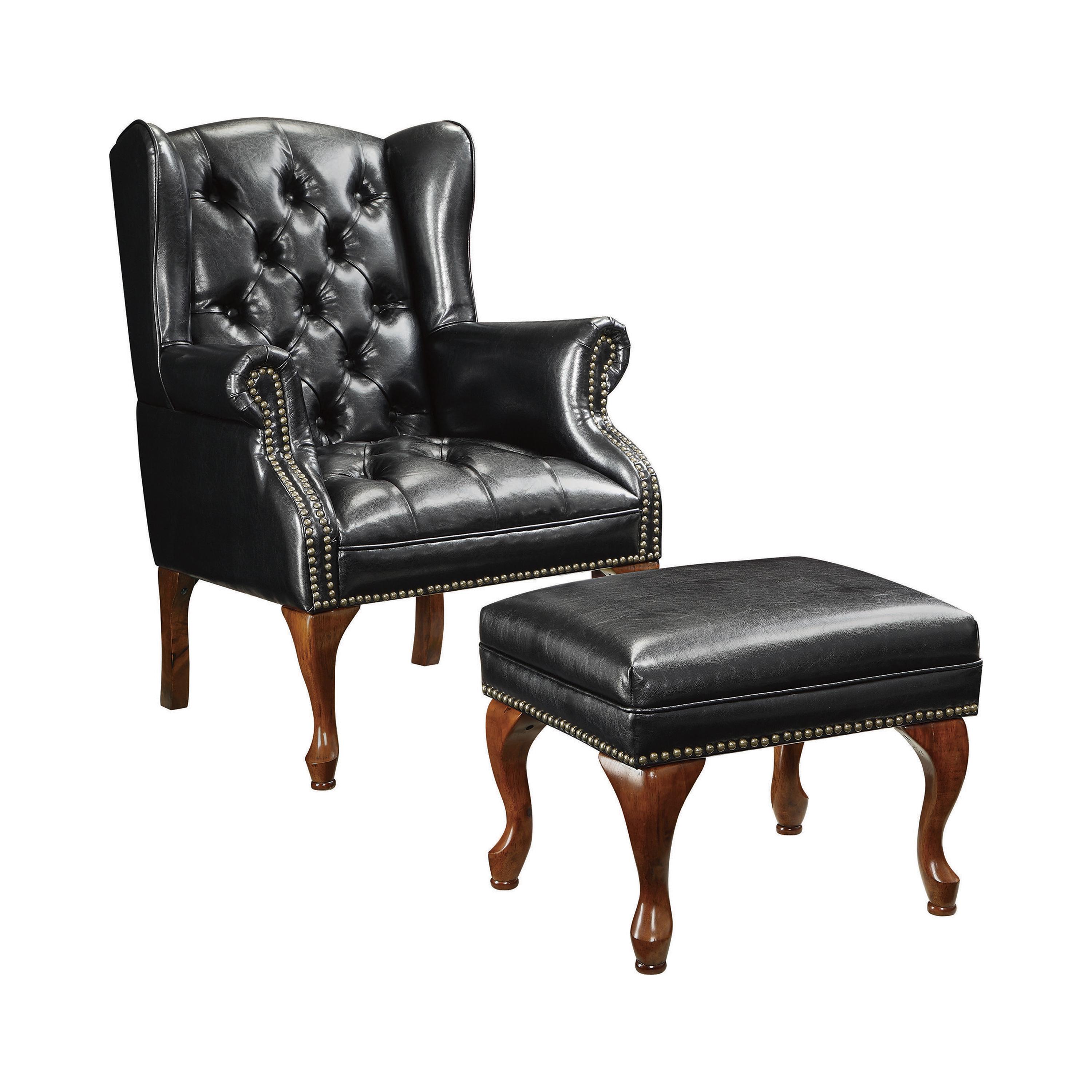 Modern Accent Chair and Ottoman 900262 900262 in Black Leatherette