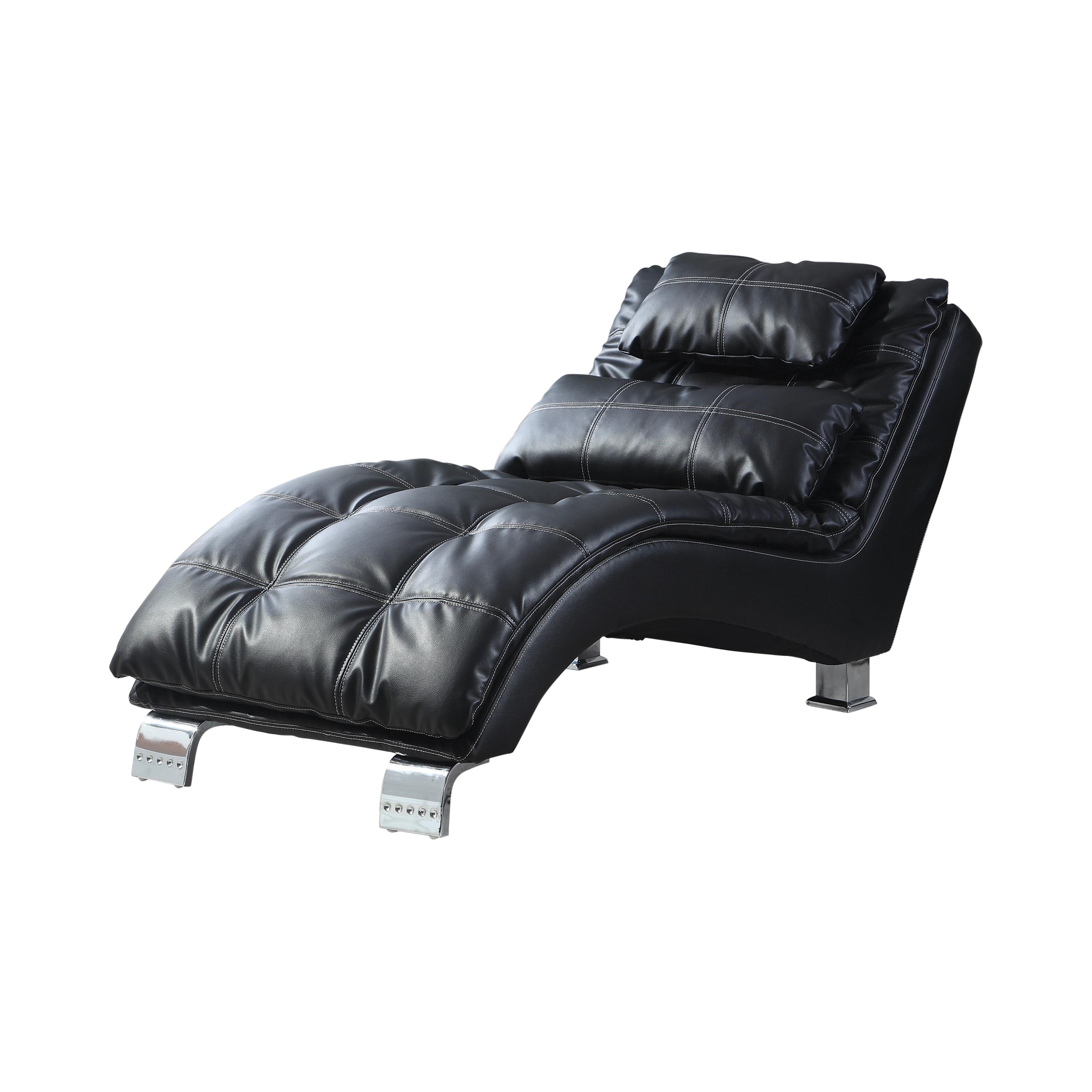 Modern Chaise 550075 Dilleston 550075 in Black Leatherette