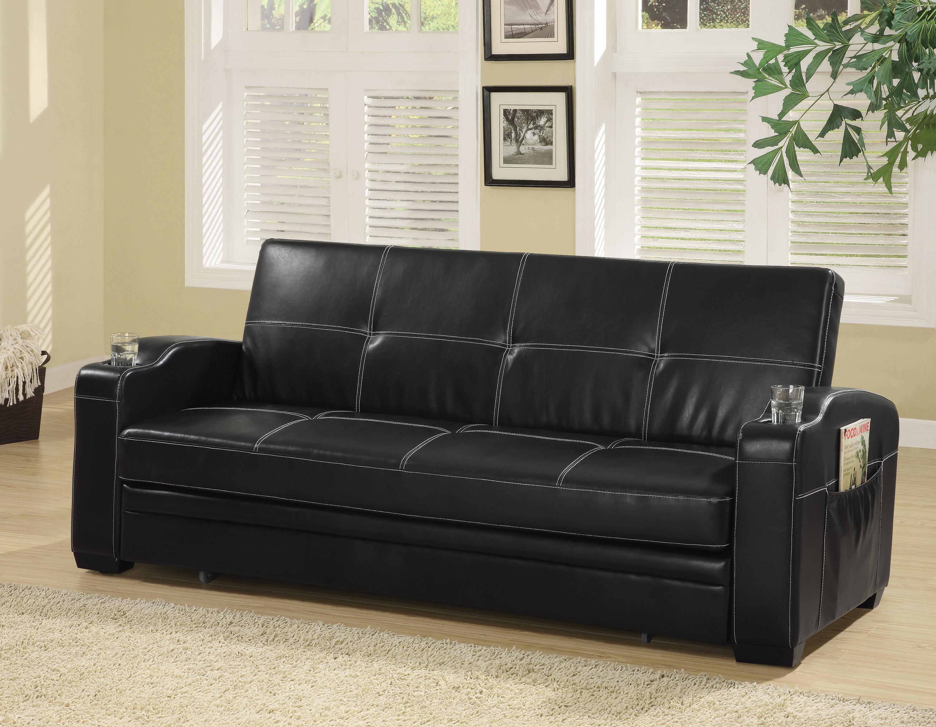 

    
Modern Black Leatherette Sofa Bed Coaster 300132 Avril

